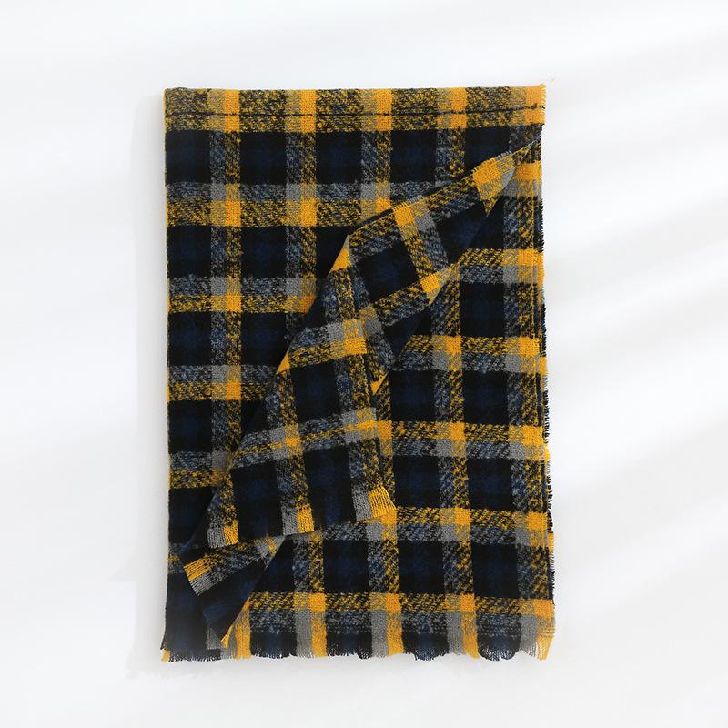 Autumn and Winter Fashion Warm Shawl Imitation Cashmere Fringed Thickened Scarf Decoration Classic Plaid Printing Long Towel