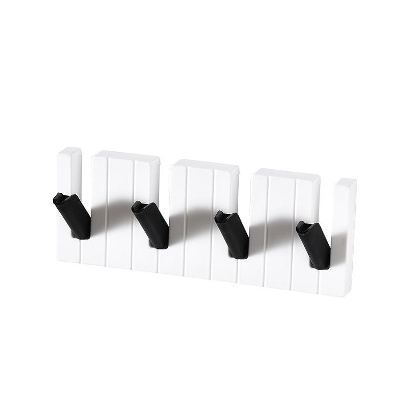 Creative Four Compartments of The Piano Hooks Entrance Door Hole-free Key Cloak Hat Bag Umbrella Hanging Rack Bathroom Kitchen Organizer