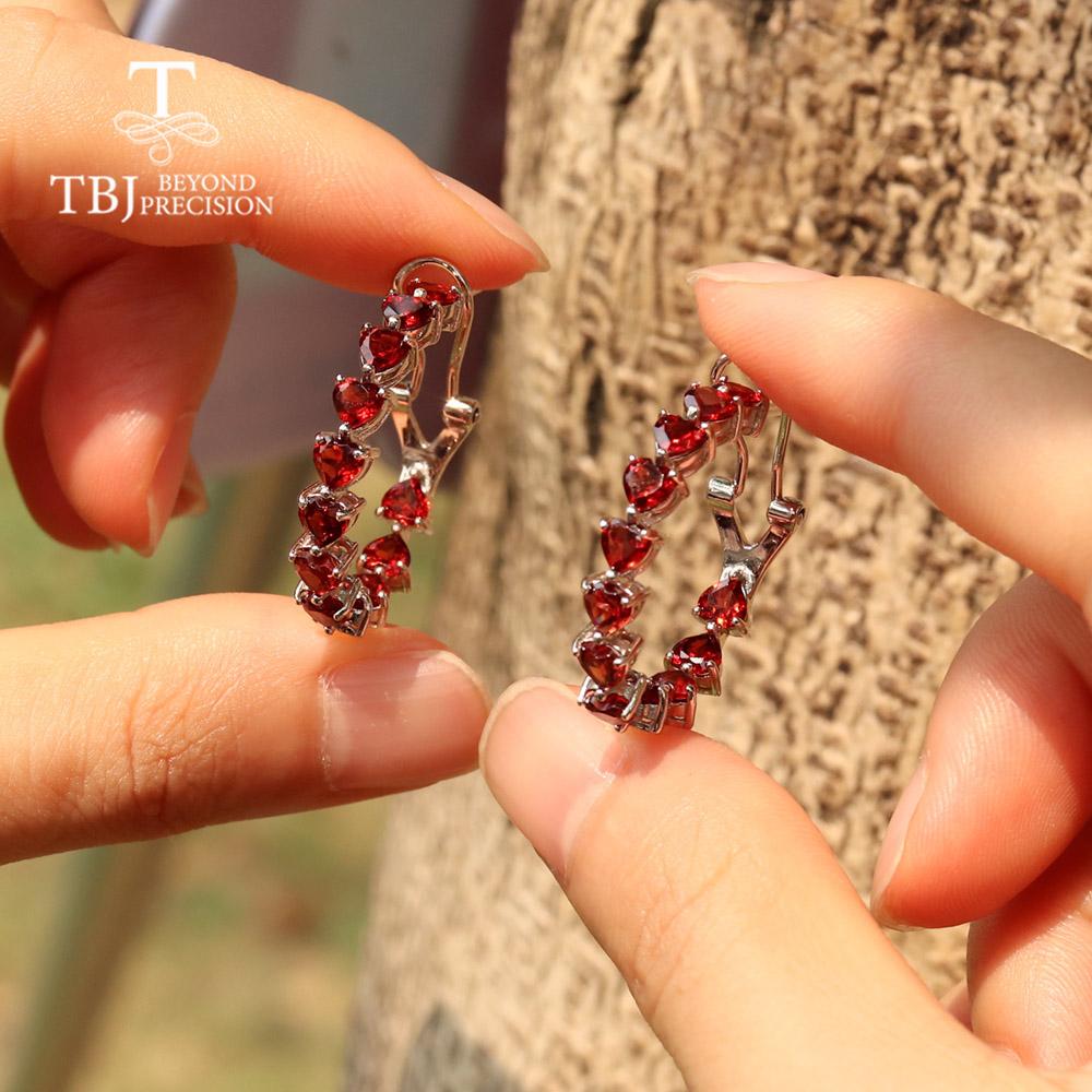 Модный вид Сердце 4 мм Серебряные серьги-кольца натуральный гранат небесно-голубой топаз романтические украшения подарок серебро 925 пробы для женщин