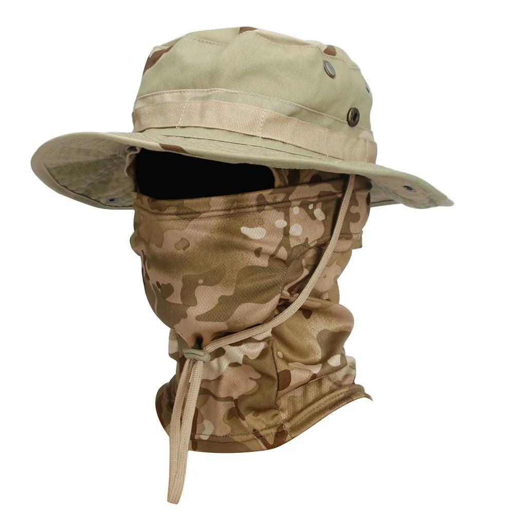 Camouflage Boonie Hat Balaclava Cap - Foldable Wide Brim Sun Hat For Outdoor Hunting Fishing, Soft Sunscreen Bucket Hat