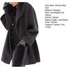 Women's Wool Blend Trench Coat Hooded Single-Breasted Pea Coat Fall Winter Thick Warm Jacket Casual Mid-Long Overcoat