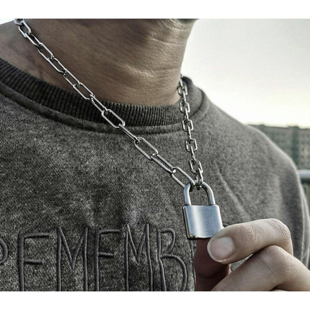 Любители золотого/серебряного цвета из нержавеющей стали скрепка Rolo Link Lock кулон ожерелье колье