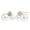 Серьги Жемчуг Акойя Всего 4 Жемчужины Бриллиант Всего Золото K18 18K [Lara Christie] Женские 3~5.5мм 0.18ct le56-0032-yg