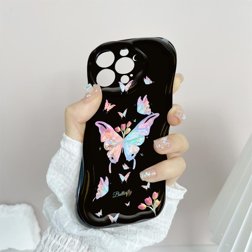 For Honor 90 Lite P30 Pro Infinix Hot 30 40 40i 40 Pro Smart 8 Pro Vivo V29e V30e Colorful Butterfly Cream Texture Soft Full Lens Protect Phone Case