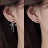 Модные серебряные серьги-капли с бантом из ленты для женщин и девочек в корейском стиле, серьги с имитацией жемчуга, свадебные украшения, подарки