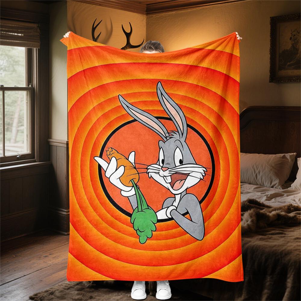 1pc Bugs Bunny carrotOutdoor Flannel Blanket Soft Plush Decor for Picnics, camping,Bedroom, Playroom, or Lunch Breakn1148A