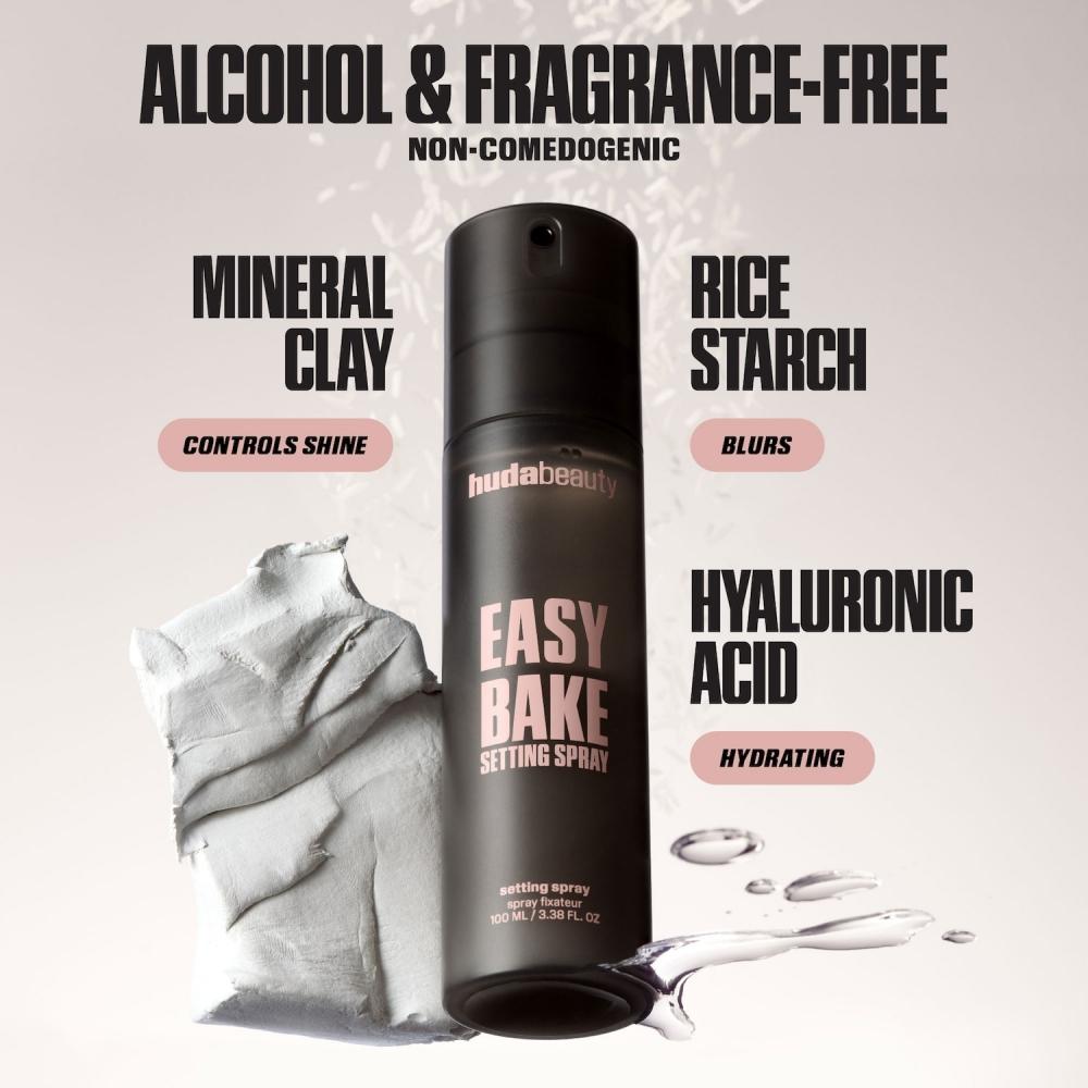 Huda Beauty Спрей для фиксации макияжа Easy Bake Blurring Setting Spray Стойкость до 16 часов 3,38 унции   100 мл 3,38 унции   100 мл