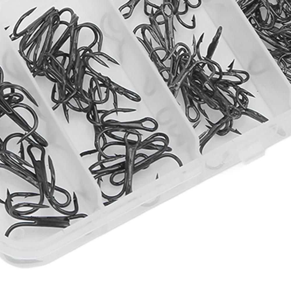 100PCS High Carbon Steel Treble Fishing Hooks Strong Sharp Fishing Hooks Kit  Saltwater Fishing