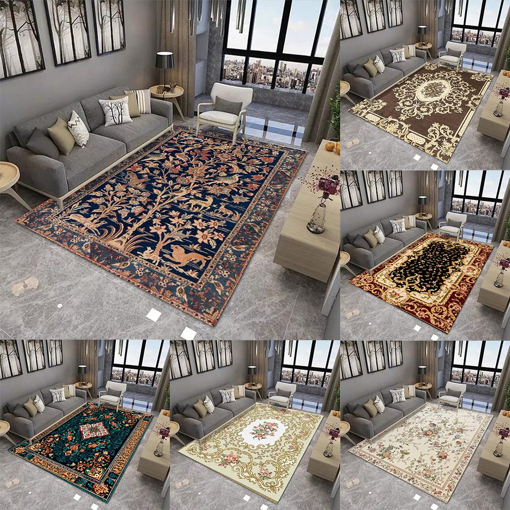 Vintage Floral Pattern Floor Mat, Various Styles with Ornate Scrolls and Animal Motifs, Non - Slip Door Mat for Home Decor