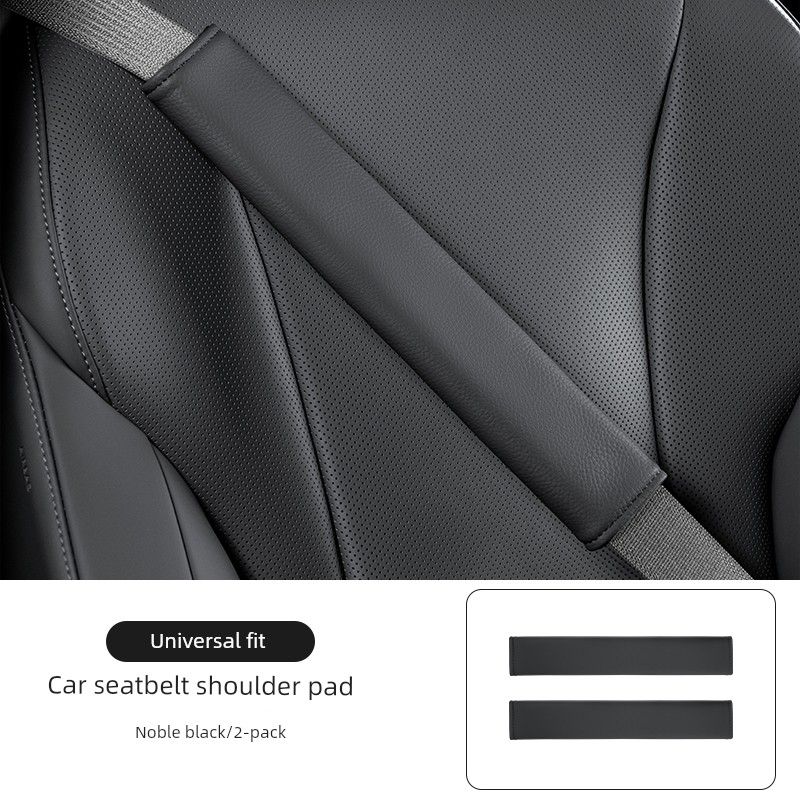 Seatbelt Shoulder Pad, Soft Nappa Leather, Extended Anti-Wear Shoulder and Neck Velcro Protective Cover, Universal for All Seasons, Interior Accessory