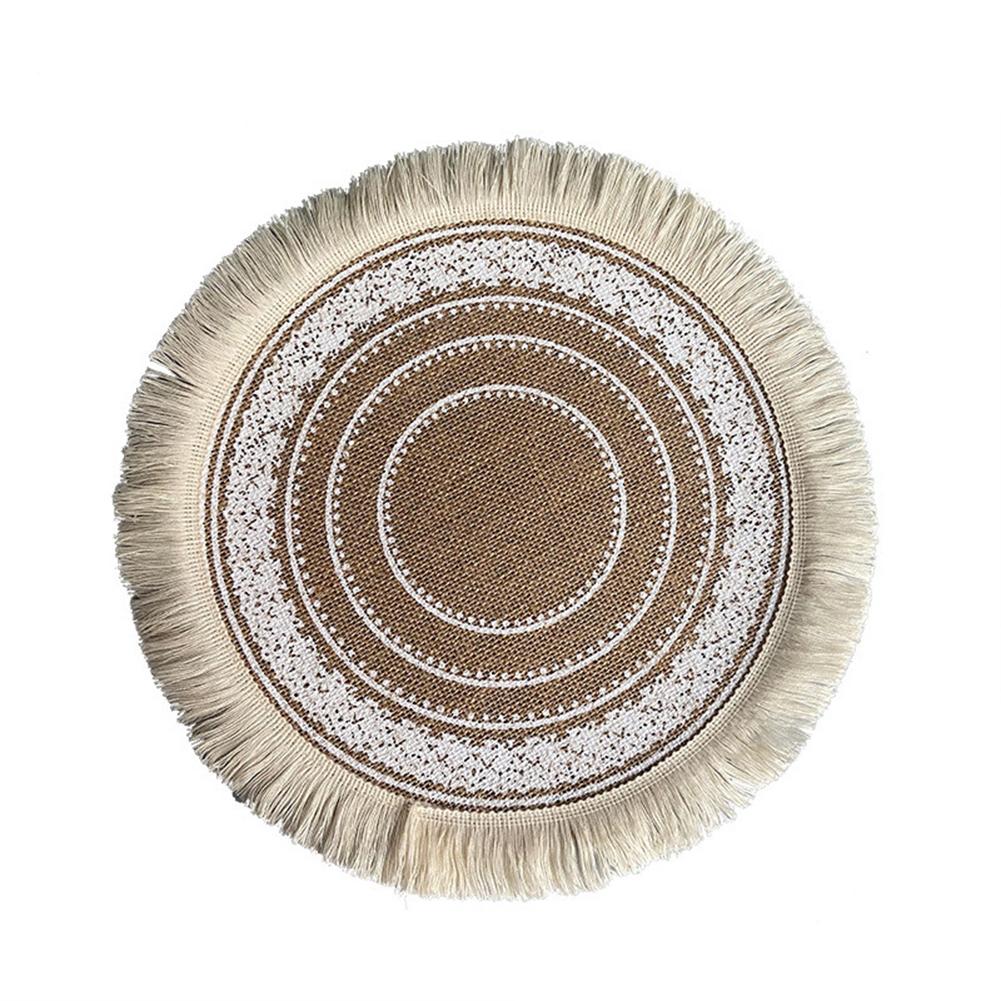 4pcs Jute Simple Tableware Mat Home Round Woven Mat Restaurant Retro Decorative Placemat