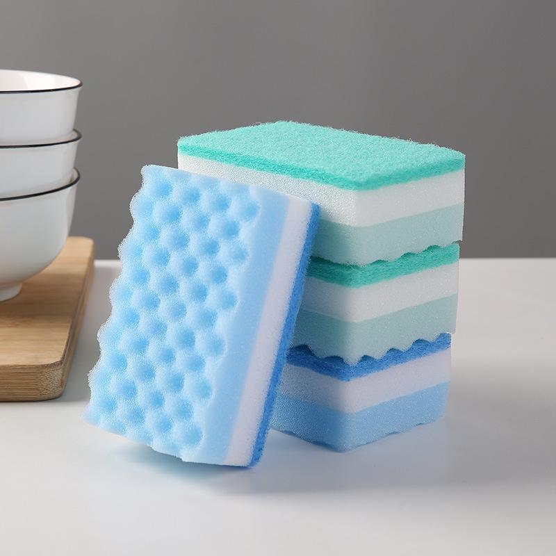 2026 Double Wave Dishwashing Sponge Kitchen Dishcloth Cleaning Dishwashing Cotton Double-sided Rag Sponge Block