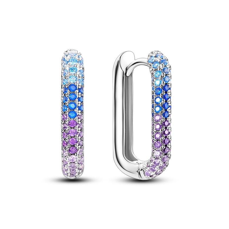 New 925 Sterling Silver Earrings Crystal Me Pave Circular U-shape Stars Hoop Earring for Women Making Jewelry Gift Dropshipping