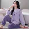 Пижама из флиса Island Женская Осенне-зимняя Тонкий флис Теплая Можно носить на улице Домашняя одежда Зимний Женский Коралловый флис Повседневный костюм