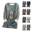 Women's Round Neck Top Printing Thickened Plush Cashmere Warm Long Top