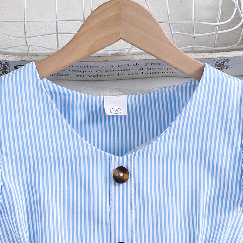 Милое платье для девочек, летнее детское модное полосатое платье принцессы с рукавами-крылышками