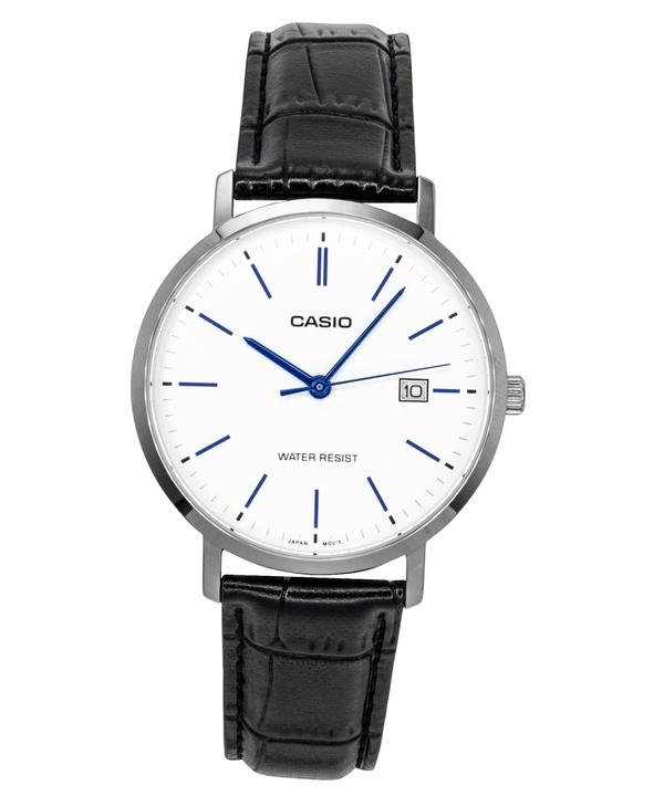 Casio Аналоговые Мужские Часы MTP-VT05L-7E с Белым Циферблатом и Кожаным Ремешком, Кварцевые