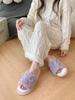Fashion Popular Open Cotton Slippers Winter Home Fur Slippers Keep Warm Plus Velvet Non-slip Thick-soled Cotton Slippers