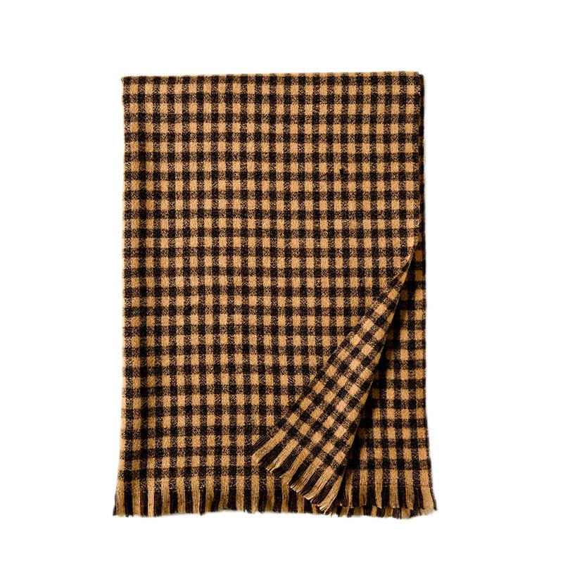 Winter Scarf 2025 New Plaid Scarf Women's Fringed Imitation Cashmere Plaid Scarf Warm Scarf Shawl