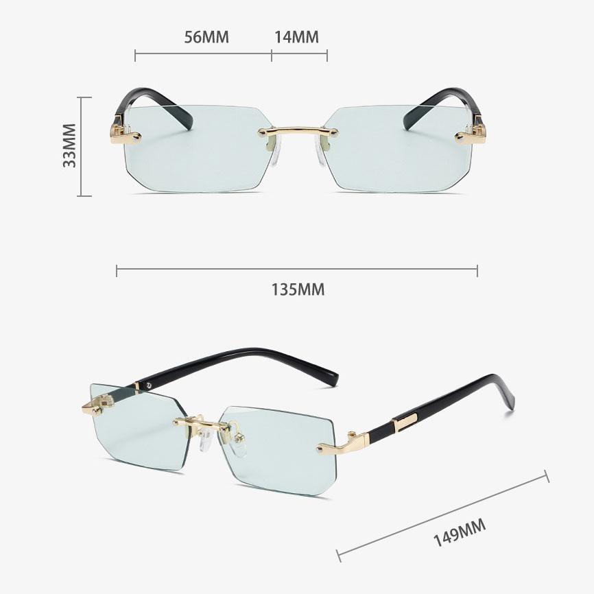 Модные солнцезащитные очки без оправы для мужчин и женщин, модные безрамочные прямоугольные солнцезащитные очки в стиле ретро, ​​летние очки для путешествий UV400