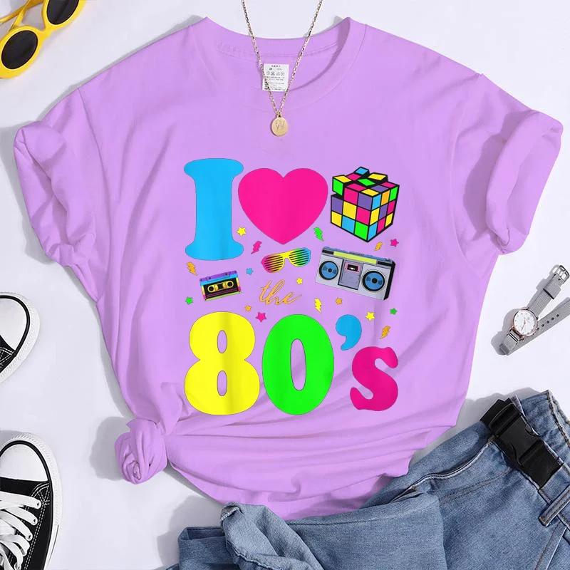 Новая Мода Я Люблю 80-е Женская Винтажная Футболка 1980-х Смешная Классическая Футболка Топы Женская