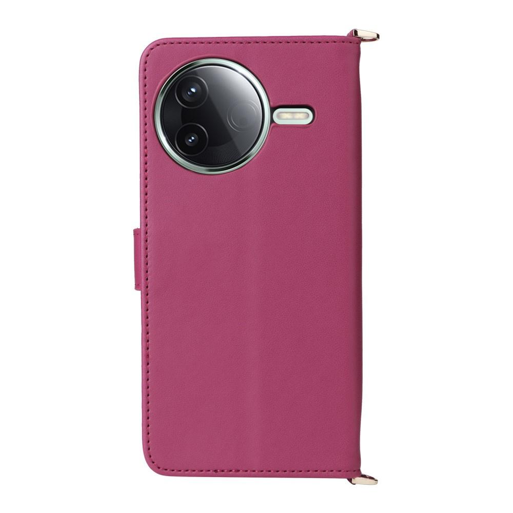 Flip Case for Xiaomi Poco F7 Pro, Crossbody Leather Wallet, Burgundy