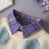 J Elegant Purple Plaid False Collar Decorative Shirt Collar