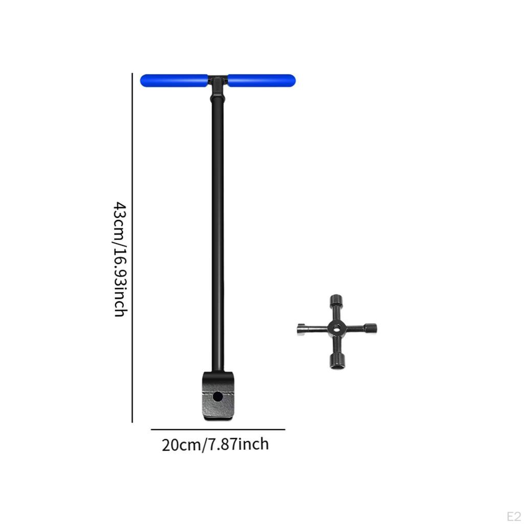 Water Meter Key Wrench,Plumbing Tool T Handle Shut Off 4 Way Utility for Curb Main