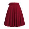 Women's Fashionable All-match Solid Color Skirt With Natural Color Belt Waist And Wide Swing Skirt