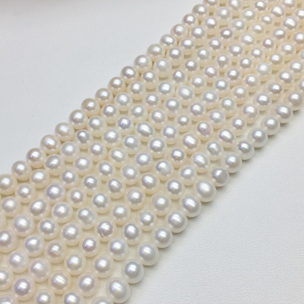 White6mm Near-perfect through-hole with minor imperfections tian Freshwater Pearl Beaded Necklace diy Jewelry necklace bracelet raw materials