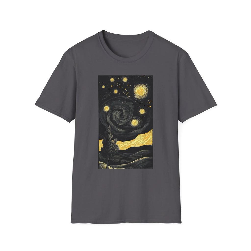 Fashion Starry Night Ins Softstyle T-Shirt, Artistic Tee for Art Lovers, Casual Wear, Gift for Birthdays, Unique Summer Outfit