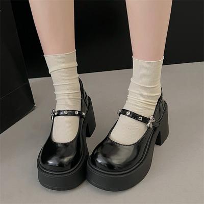 Модные готические туфли на толстой подошве, женские классические туфли Мэри Джейн на платформе в стиле панк с пряжкой, женские туфли в стиле Лолиты из искусственной кожи с круглым носком 2024 г.