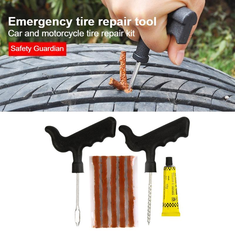 6pcs Tubeless Tire Repair Kit with Rubber Plugs Puncture Fix Tool Set Uses for Car Motorcycle Truck & SUV Emergency Repairs