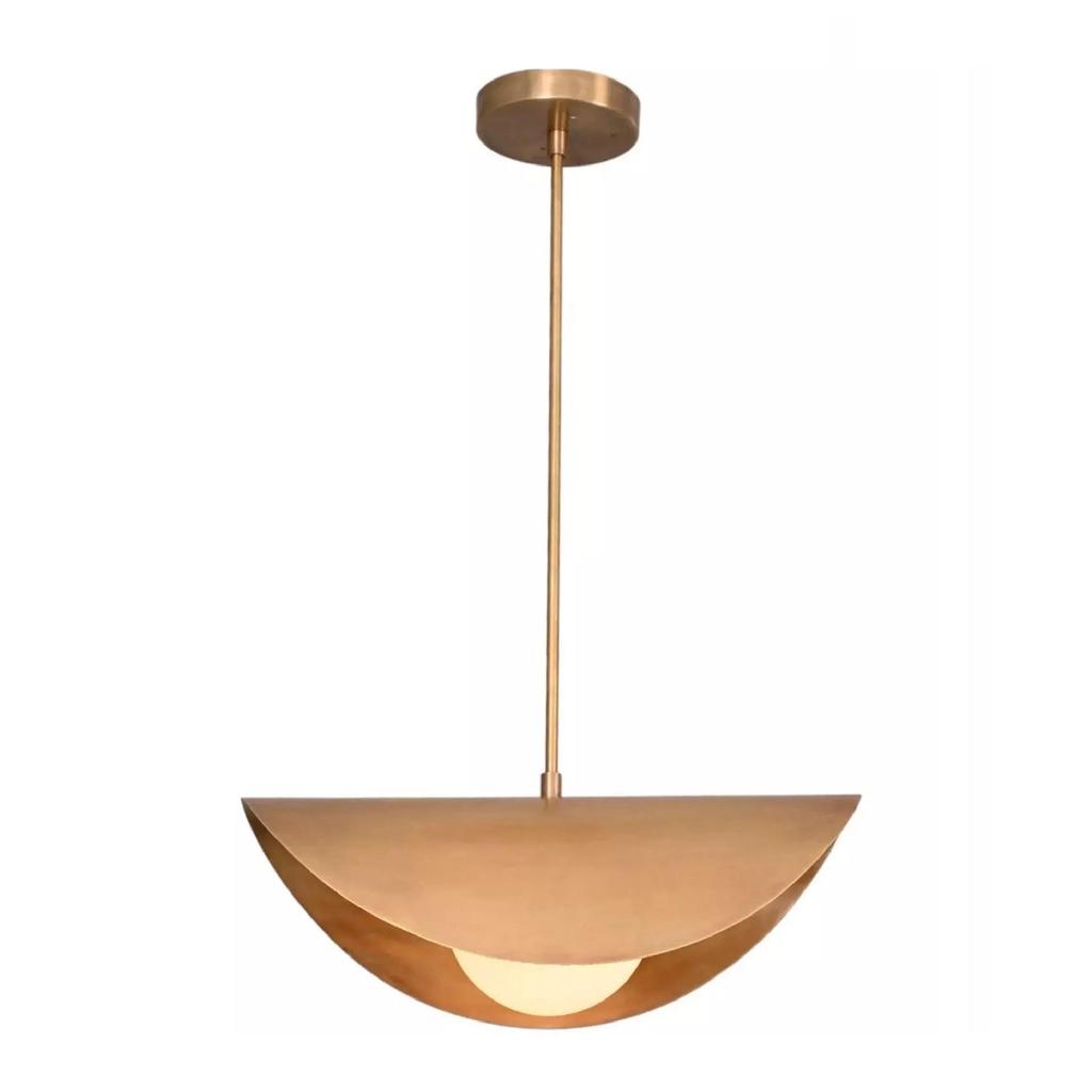 1 Light Globe Curved Dome Mid Century Brass Sputnik Chandelier Light Fixture