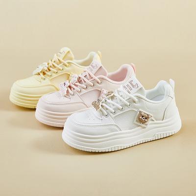 Женские летние кроссовки на толстой платформе, повседневная нескользящая обувь для ходьбы, удобные теннисные кроссовки со шнуровкой, дышащая сетчатая спортивная обувь для женщин