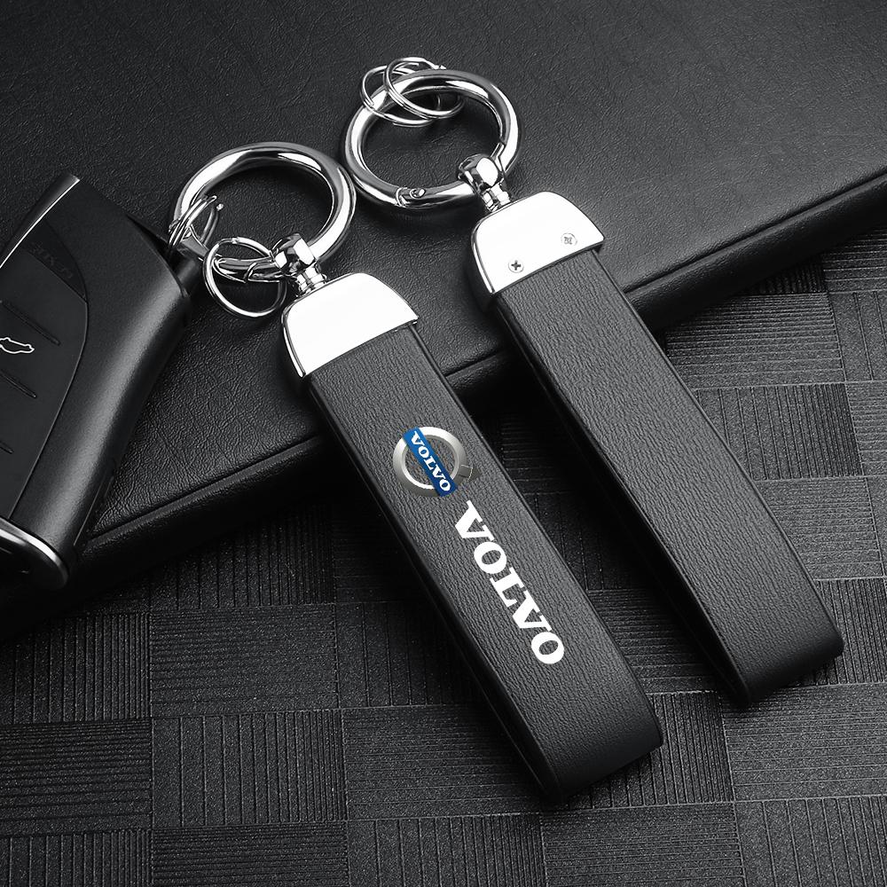 vmxlp0 Leather Metal Keychain Car Badge Keychain Key Holder Decor Accessories For Volvo XC90 XC60 V90 D2 S90 S80 S70 T5 T8 V40 V60 D6