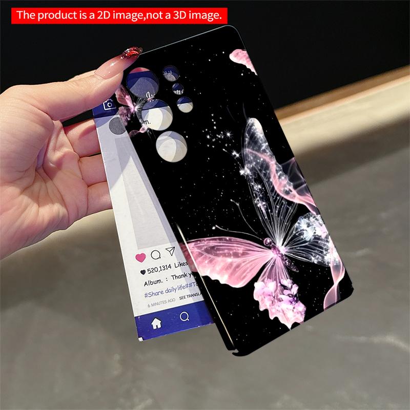 2DFlat Samsung phone case Glowing Pink Butterflies in Starry Night Applicable to Galaxy S22 S23 S24 S25ULTRA S26 A12 A13 A14 A15 A16 A34 A35 A54 A55