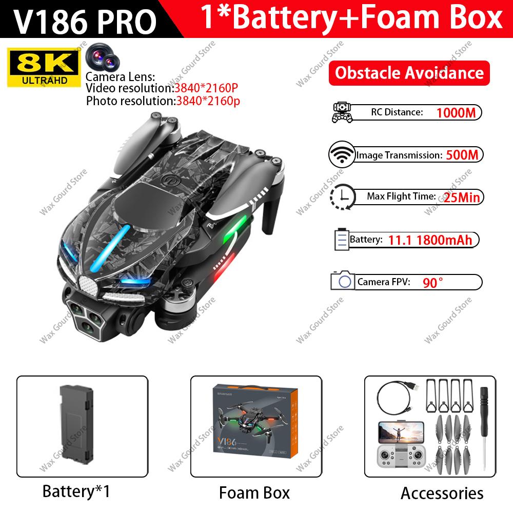 New V186 Pro Drone Professional Brushless Motor 8K GPS Three HD Aerial Photography FPV Obstacle Avoidance Quadrotor UAV kid toy