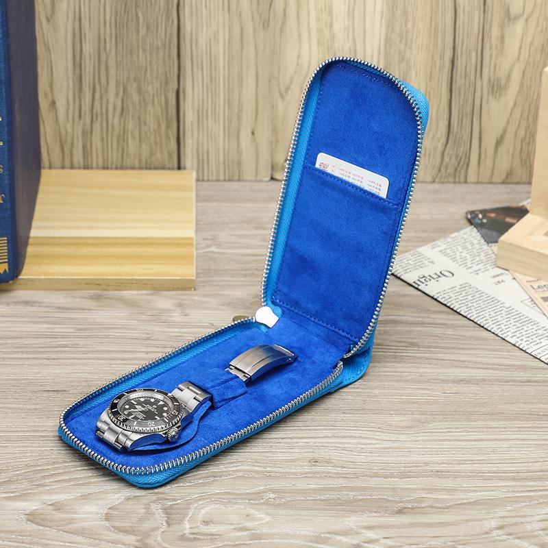 Чехол для часов ручной работы из натуральной кожи для женщин, один ящик для хранения часов на молнии, мужской дорожный дисплей для часов, чехол для часов