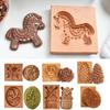3D Wooden Cookie Biscuit Molds Pine Seed Rose Biscuit Mold