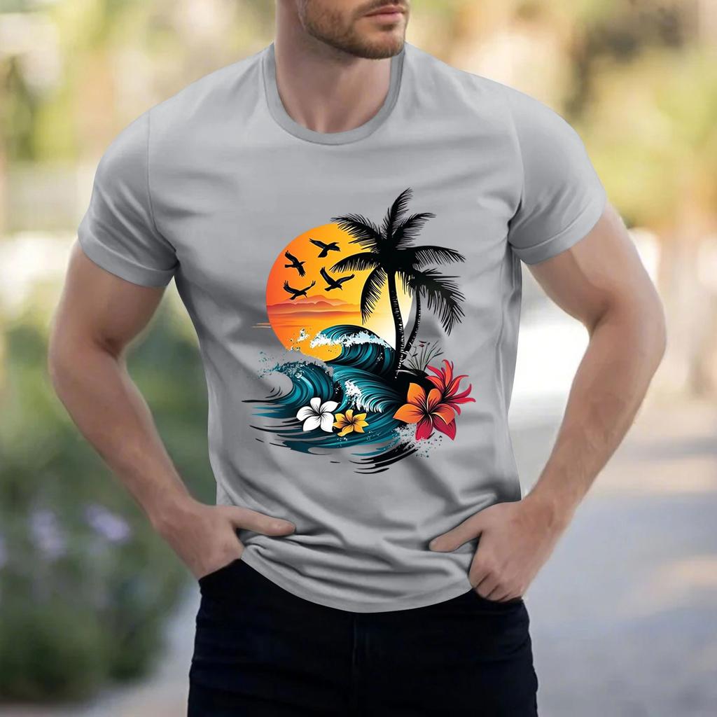 Men's Stand Collar Short Sleeve Shirt Loose Leisure Holiday Shirt Man