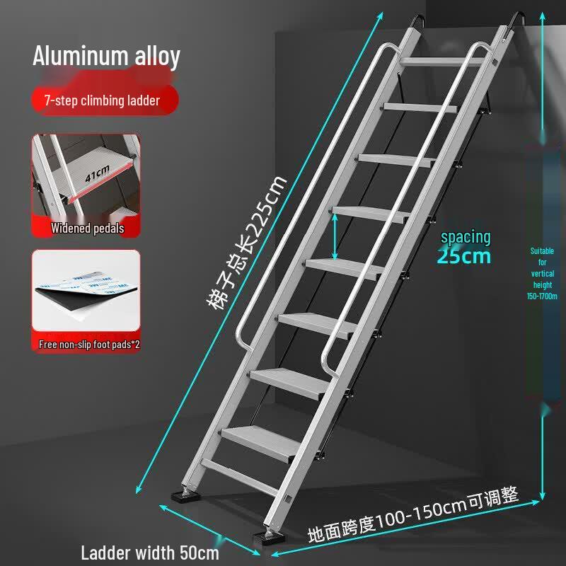 JINGGENG Heavy-Duty Aluminum Telescopic Folding Ladder