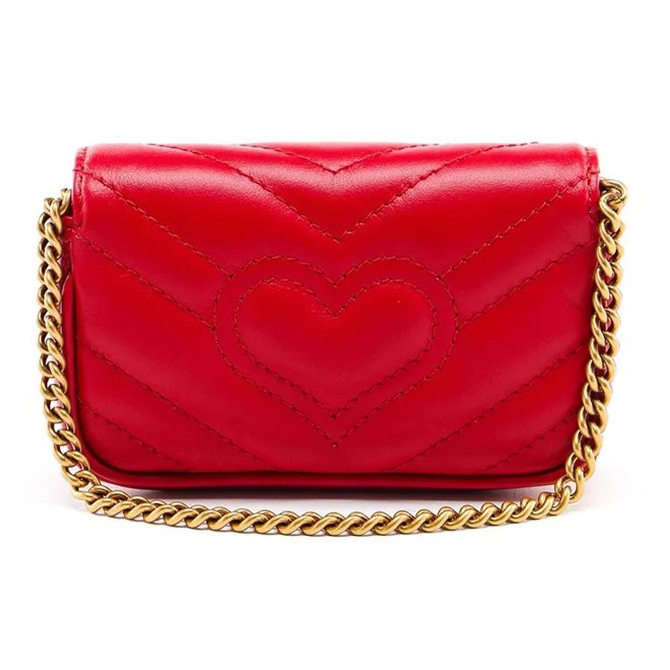 GUCCI GG Marmont Quilted Leather Handbag Coin Purse Extra Mini Women's Red (Unisex) Wallets 575161 DTDCT 6433