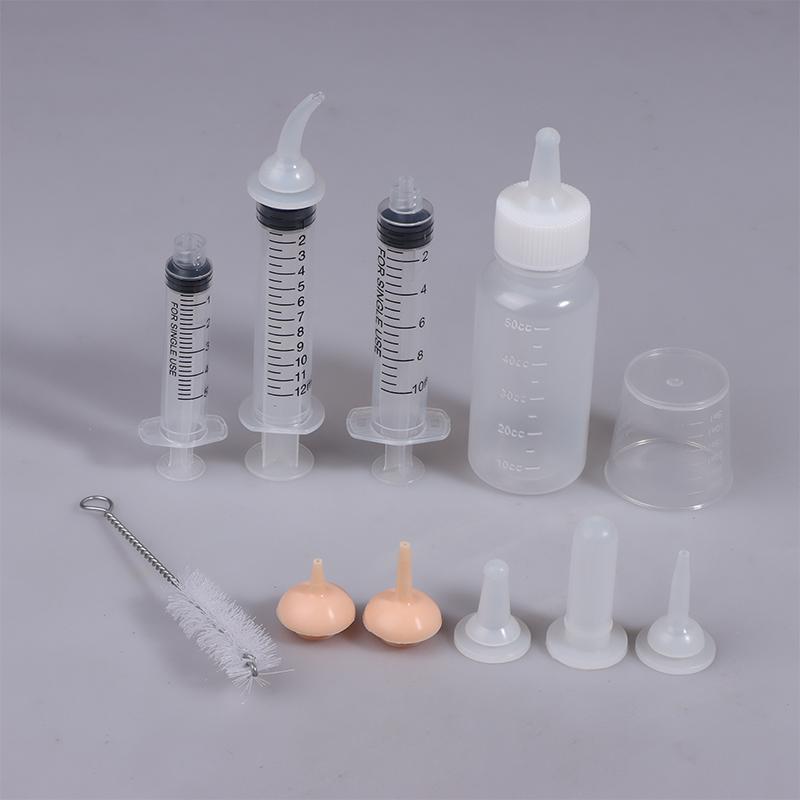 Newborn Pet Feeding Bottle Kit For Dog Cats Hamster Feeding Pacifier For Medicine Feeding With Silicone Nipple Pet Baby Supplies