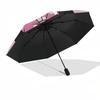 Minnie Mouse, Pink Background Themed Automatic Opening and Closing Umbrella, Brightly Colored 8-rib Portable Umbrella, Suitable for Men and Women, A P