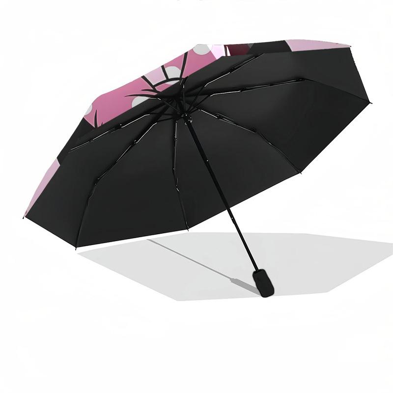 Minnie Mouse, Pink Background Themed Automatic Opening and Closing Umbrella, Brightly Colored 8-rib Portable Umbrella, Suitable for Men and Women, A P