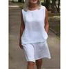 Ladies' Cotton & Linen Sleeveless Round Neck Casual Set