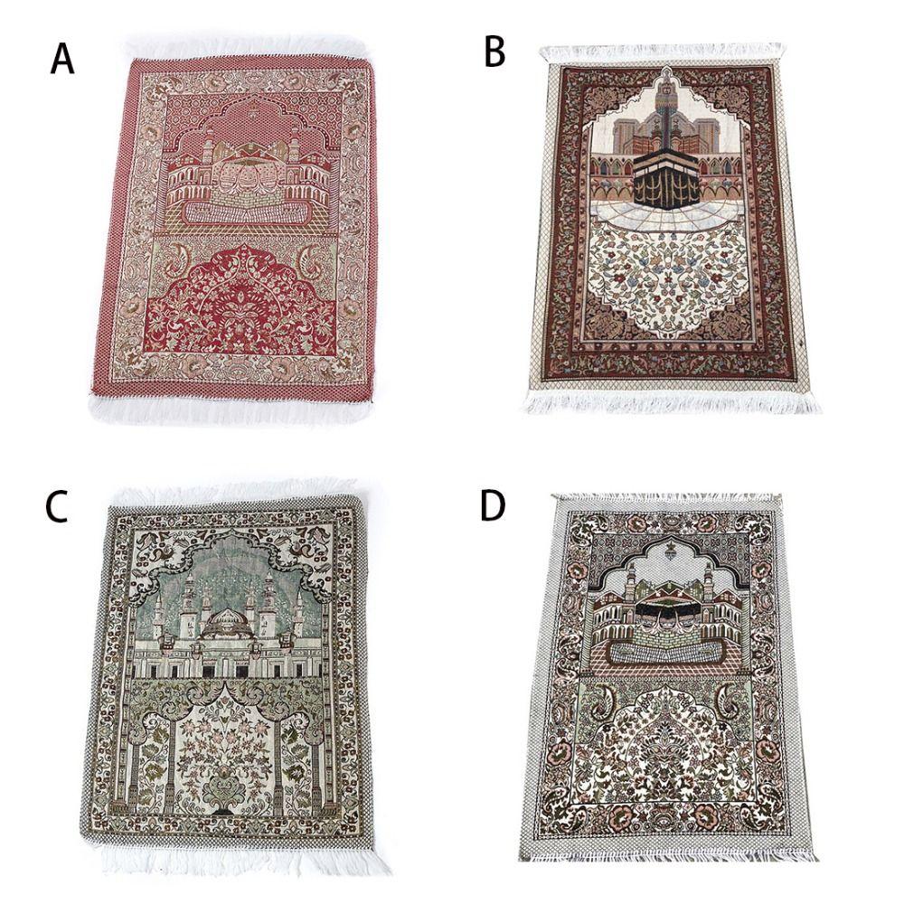 Ethnic Style Portable With Tassel Islamic Carpet Liturgical Mat Ramadan Mat Muslim Prayer Rug