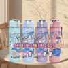 1PC Messy Nurse Work Doodle Cartoon Print 750ml Color Plastic Sports Water Bottle Leakproof Flip Straw Lid Suitable for Sports Office Home Use