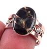 Кольцо из стерлингового серебра 925 пробы, двухцветное, с натуральным черным бирюзовым драгоценным камнем, размер 7.5 s0P22